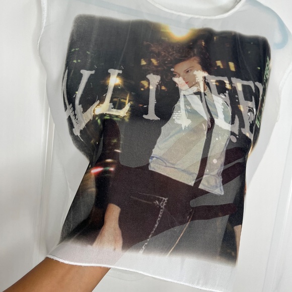Sheer Graphic Crop Top "ALL I NEED" Size S - Picture 3 of 7